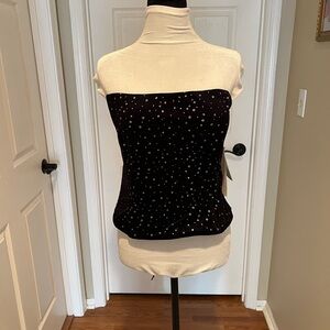 Black Velvet Studded Women's Top